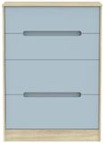 Monaco Denim and Oak Effect 4 Drawer Deep Chest