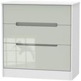 Monaco Gloss Cashmere and White 3 Drawer Deep Chest
