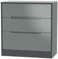 Monaco Grey Gloss and Graphite 3 Drawer Deep Chest
