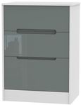 Monaco Grey Gloss and White 3 Drawer Deep Midi Chest