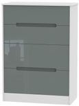 Monaco Grey Gloss and White 4 Drawer Deep Chest
