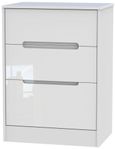Monaco White Gloss 3 Drawer Deep Midi Chest