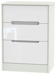 Monaco White Gloss and Cashmere 3 Drawer Deep Midi Chest