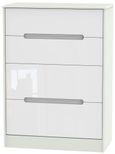Monaco White Gloss and Cashmere 4 Drawer Deep Chest