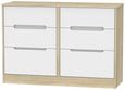 Monaco White Matt and Oak Effect 6 Drawer Midi Chest