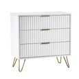Murano Chest of Drawers - 3 Drawer - Small - Ribbed - White