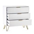 Murano Chest of Drawers - 3 Drawer - Small - Ribbed - White