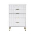 Murano Chest of Drawers - 5 Drawer - Midi - Ribbed - White