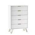Murano Chest of Drawers - 5 Drawer - Midi - Ribbed - White