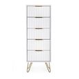 Murano Chest of Drawers - 5 Drawer - Narrow - Ribbed - White