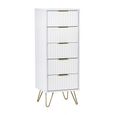 Murano Chest of Drawers - 5 Drawer - Narrow - Ribbed - White