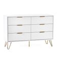 Murano Chest of Drawers - 6 Drawer - Wide - Ribbed - White