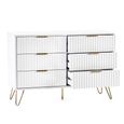 Murano Chest of Drawers - 6 Drawer - Wide - Ribbed - White