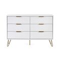 Murano Chest of Drawers - 6 Drawer - Wide - Ribbed - White