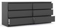 Naia Black 6 Drawer Wide Chest