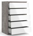 Naia Grey Concrete Effect 5 Drawer Chest