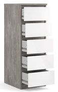 Naia Grey Concrete Effect 5 Drawer Narrow Chest