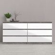 Naia White Gloss 6 Drawer Wide Chest