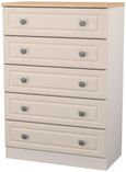 Norfolk Cashmere and Oak Effect 5 Drawer Chest
