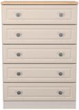 Norfolk Cashmere and Oak Effect 5 Drawer Chest