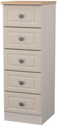 Norfolk Cashmere and Oak Effect 5 Drawer Narrow Chest