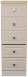 Norfolk Cashmere and Oak Effect 5 Drawer Narrow Chest