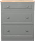 Norfolk Grey and Oak Effect 3 Drawer Deep Chest