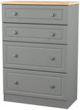 Norfolk Grey and Oak Effect 4 Drawer Deep Chest