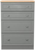 Norfolk Grey and Oak Effect 4 Drawer Deep Chest