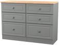 Norfolk Grey and Oak Effect 6 Drawer Midi Chest