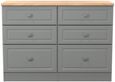 Norfolk Grey and Oak Effect 6 Drawer Midi Chest