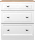Norfolk White and Oak Effect 3 Drawer Deep Chest