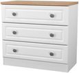 Norfolk White and Oak Effect 3 Drawer Small Chest