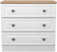 Norfolk White and Oak Effect 3 Drawer Small Chest