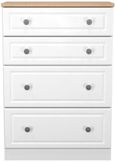 Norfolk White and Oak Effect 4 Drawer Deep Chest