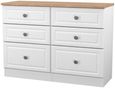 Norfolk White and Oak Effect Oak 6 Drawer Midi Chest