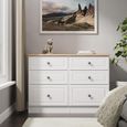 Norfolk White and Oak Effect Oak 6 Drawer Midi Chest