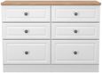 Norfolk White and Oak Effect Oak 6 Drawer Midi Chest