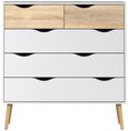 Oslo White and Oak Effect 5 Drawer Chest