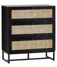 Padstow Chest of Drawers - 3 Drawer - Small - Black and Rattan
