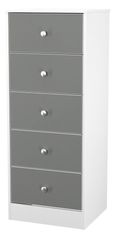 Padstow Grey and White 5 Drawer Narrow Chest
