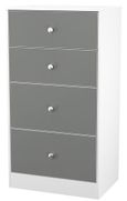 Padstow Grey and White Matt 4 Drawer Deep Midi Chest