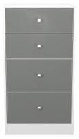 Padstow Grey and White Matt 4 Drawer Deep Midi Chest