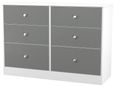 Padstow Grey and White Matt 6 Drawer Midi Chest