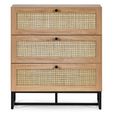 Padstow Chest of Drawers - 3 Drawer - Small - Oak and Rattan