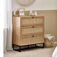 Padstow Chest of Drawers - 3 Drawer - Small - Oak and Rattan