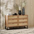 Padstow Chest of Drawers - 6 Drawer - Wide - Oak and Rattan