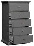 Paris Grey 5 Drawer Narrow Chest