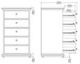 Paris Grey 5 Drawer Narrow Chest