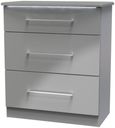 Paris Grey Gloss 3 Drawer Deep Chest